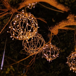 Small light lanterns on the tree (Portrait version)