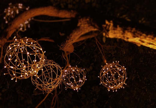 Small light lanterns on the tree (Landscape version)